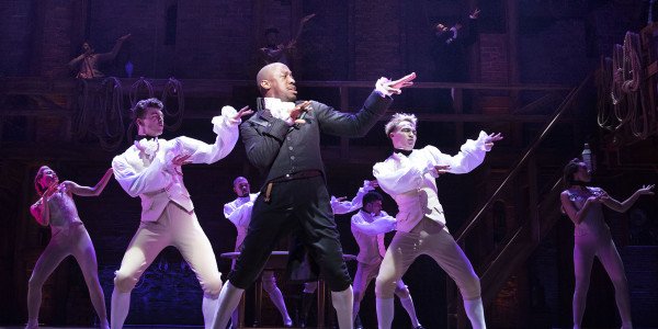 Giles Terera (Aaron Burr) and the West End cast of Hamilton (Photo: Matthew Murphy)