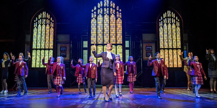 Florence Andrews Rosalie Mullins and the kids of School of Rock. photo credit Tristram Kenton