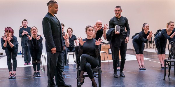 Cuba Gooding Jr, Sarah Soetaert and company in rehearsals for Chicago (Photo: Tristram Kenton)