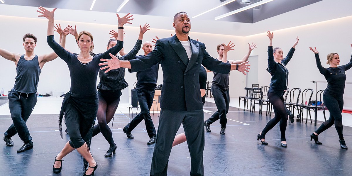 Cuba Gooding Jr and company in rehearsals for Chicago (Photo: Tristram Kenton)