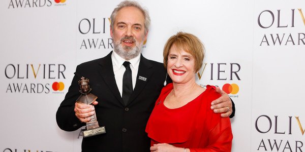 Sam Mendes backstage at the 2018 Olivier Awards with Patti LuPone