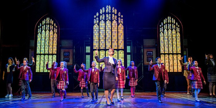 Florence Andrews and the kids cast of School Of Rock (Photo: Tristram Kenton)