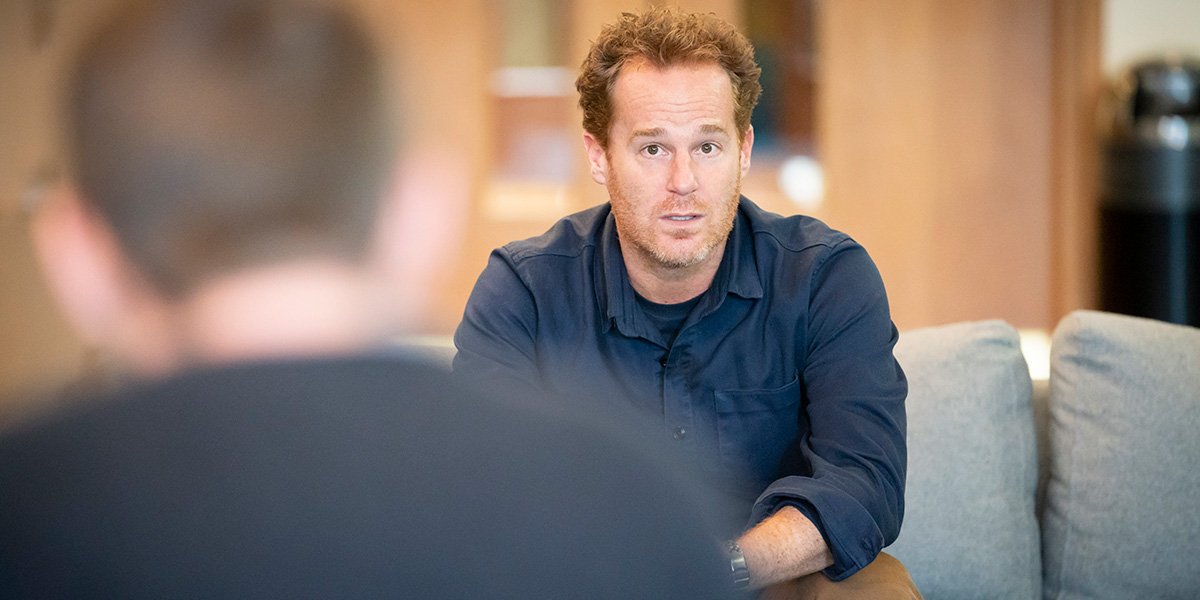 Adam James in Consent rehearsals (Photo: Johan Persson)