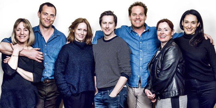 Claudie Blakley, Stephen Campbell Moore, Clare Foster, Lee Ingleby, Adam James, Heather Craney and Sian Clifford (Photo: Dewynters)