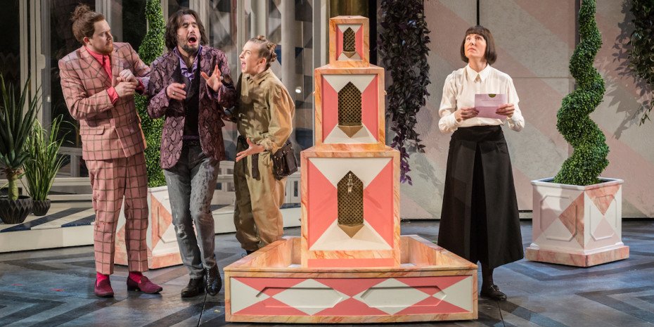 Daniel Rigby, Tim McMullen, Imogen Doel and Tamsin Greig. Photo by Marc Brenner