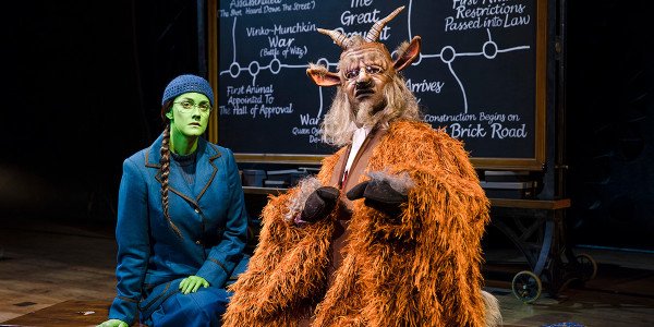 Alice Fearn (Elphaba) and Chris Jarman (Doctor Dillamond) in Wicked (Photo: Darren Bell)
