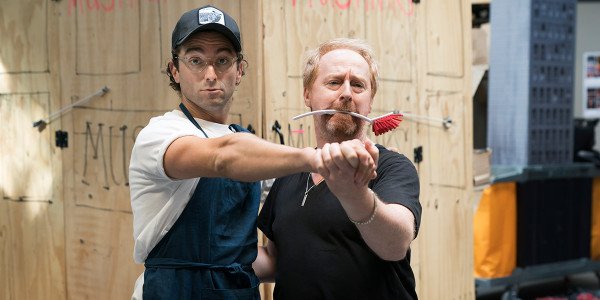 Marc Antolin (Seymour) and Forbes Masson (Mushnik) in rehearsal for Little Shop Of Horrors (Photo: Johan Persson)