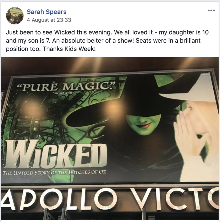 Sara Spears' Kids Week's visit to Wicked