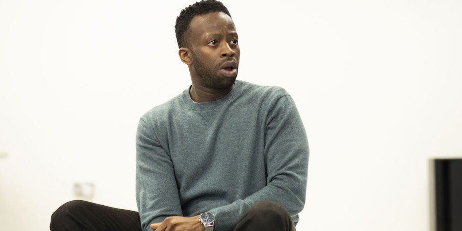 Clifford Samuel as Teddy in rehearsals for A Guide For The Homesick. Photo by Helen Maybanks