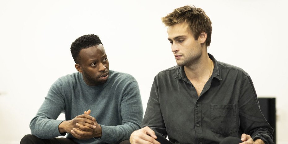 Clifford Samuel and Douglas Booth in rehearsals for A Guide For The Homesick. Photo by Helen Maybanks