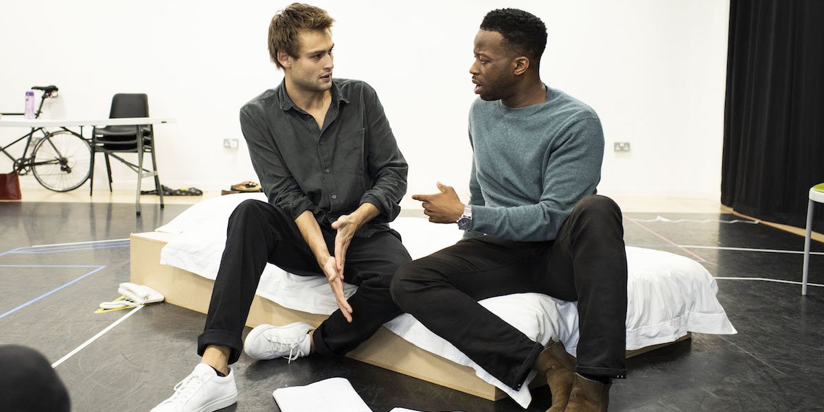 Clifford Samuel and Douglas Booth in rehearsals for A Guide For The Homesick. Photo by Helen Maybanks