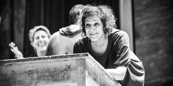 Meera Syal in rehearsals for Pinter Three