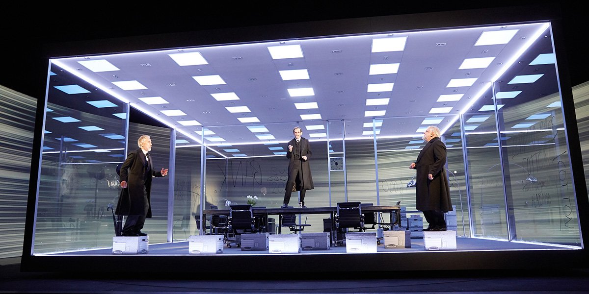 Ben Miles, Adam Godley and Simon Russell Beale in The Lehman Trilogy at the National Theatre (Photo: Mark Douet)