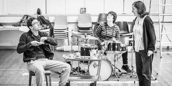 Al Weaver, Abbie Finn and Brid Bennan in Pinter Four rehearsals (Photo: Marc Brenner)