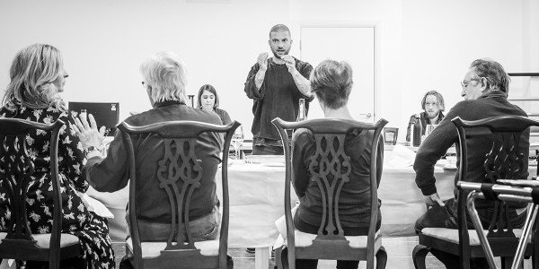 Director Jamie Lloyd and the company of Pinter Six (Photo: Marc Brenner)