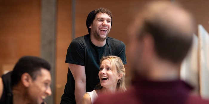 L-R, Billy Cullum (Alex) and Johanne Murdock (Diane) in rehearsals for Leave to Remain. Photo by Helen Maybanks