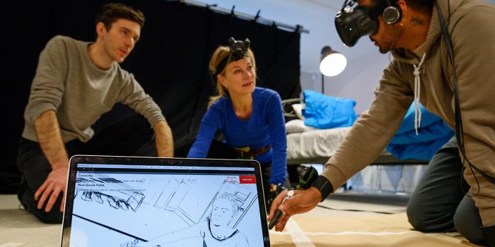 Draw Me Close - Jordan Tannahill rehearses a scene with Tamzin Griffin (actress) (c) James Bellorini