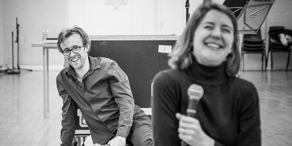 John Heffernan and Gemma Whelan in rehearsals for Pinter Seven (Photo: Marc Brenner)