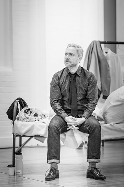 Martin Freeman in rehearsals for Pinter Seven (Photo: Marc Brenner)