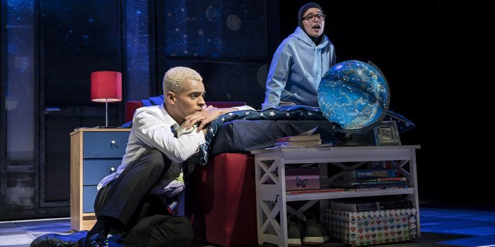 Layton Williams (Jamie) and Sabrina Sandhu (Pritti Pasha) in Everybody's Talking About Jamie at the Apollo Theatre. Photo credit Johan Perrson