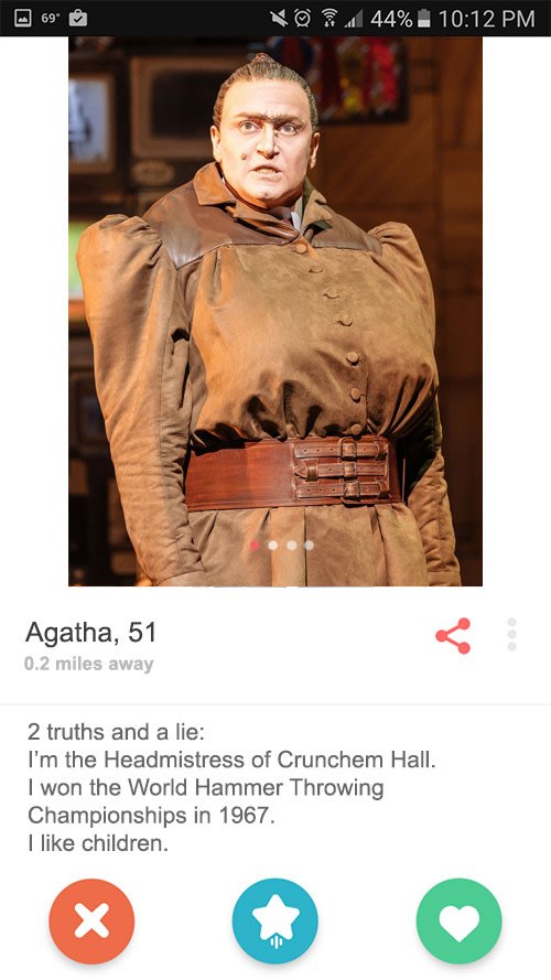 Miss Trunchbull's Tinder profile