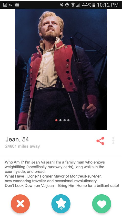 Jean Valjean's Tinder profile