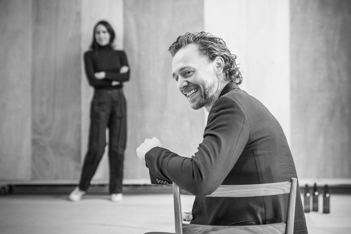 Zawe Ashton and Tom Hiddleston in rehearsal for 'Betrayal'. Photo credit Marc Brenner