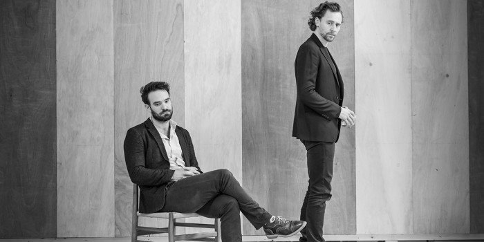 l-r Charlie Cox and Tom Hiddleston in rehearsal for 'Betrayal'. Photo credit Marc Brenner