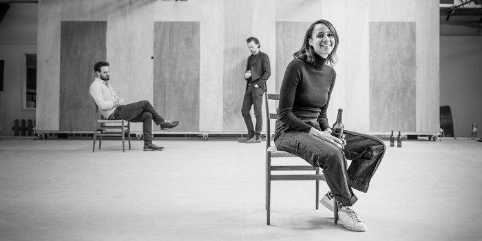 l-r Charlie Cox, Tom Hiddleston and Tom Hiddleston in rehearsal for 'Betrayal'. Photo credit Marc Brenner