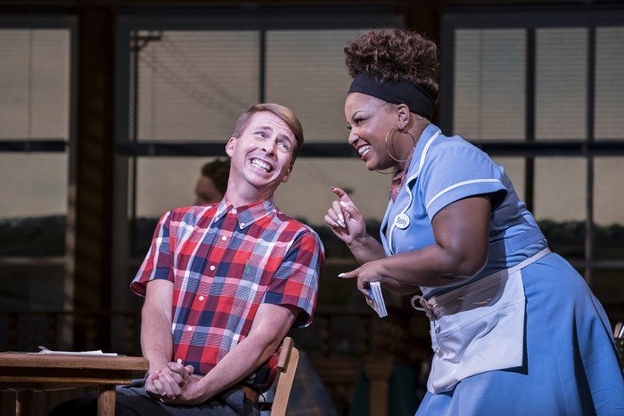 Jack McBrayer and Marisha Wallace in Waitress. (Photo credit: Johan Persson)