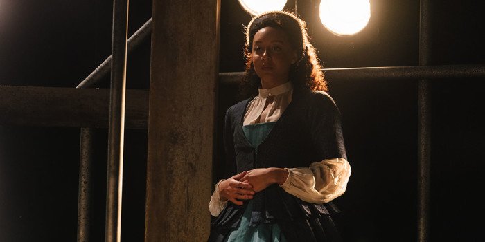 Adelle Leonce (Emilia 2) in Emilia at the Vaudeville Theatre. Photo credit Helen Murray.