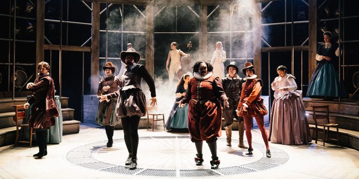 The cast of Emilia at the Vaudeville Theatre. Photo credit Helen Murray (3)