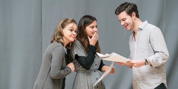 Sally Field, Jenna Coleman and Oliver Johnstone in rehearsal for All My Sons at The Old Vic (Photo: Johan Persson)