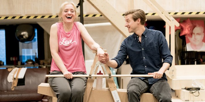 Anne Marie Duff Charity Hope Valentine and Arthur Darvill Oscar Lindquist in rehearsals for Sweet Charity at the Donmar Warehouse. Photo by Manuel Harlan 188 woe1bv