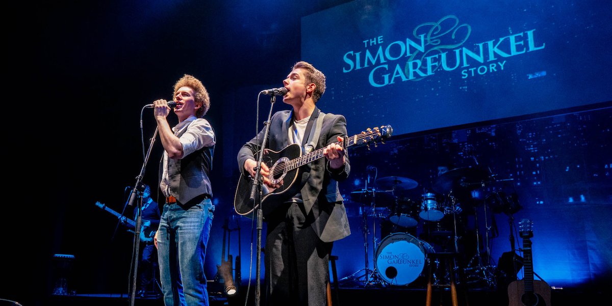 The Simon and Garfunkel Story Adam Dickinson as Paul Simon and Kingsley Judd as Art Gurfunkel. Photo by Hamish Gill