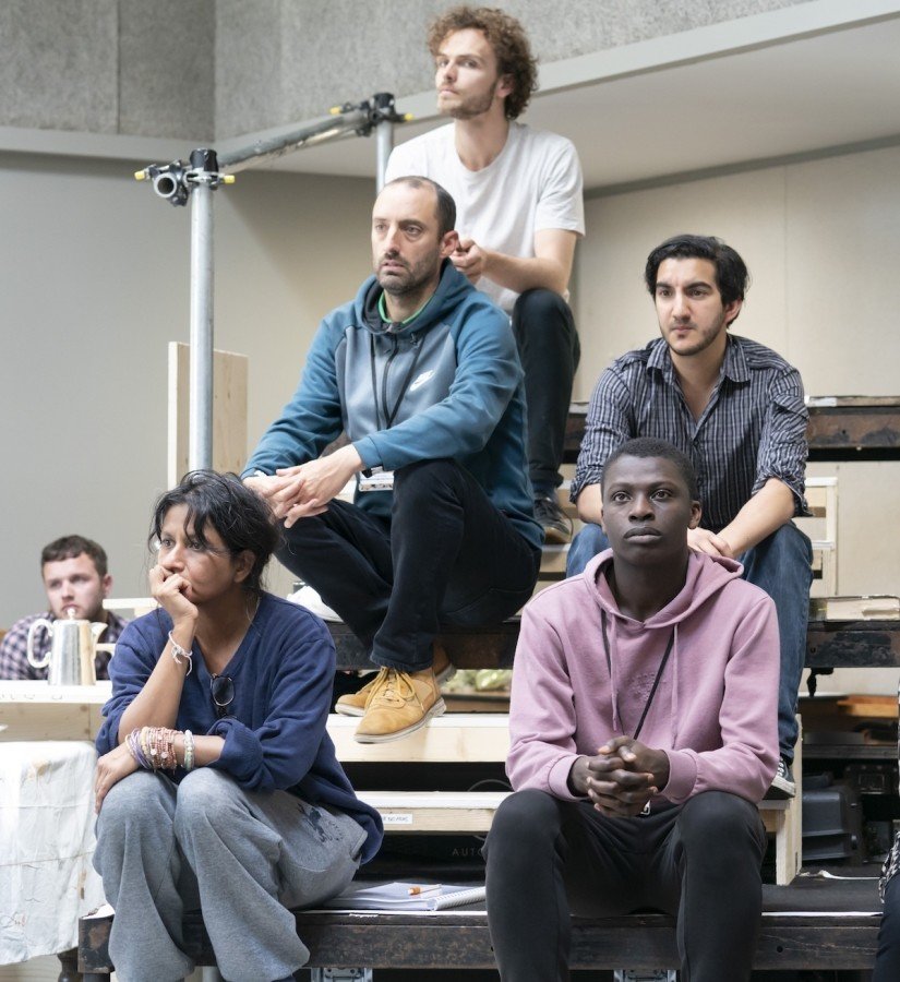 Thusitha Jayasundersa, Tom Edden, David Ridley, Phil Adèle and Terique Jarrett in rehearsals for Our Town at RPOAT. Photo credit Johan Persson