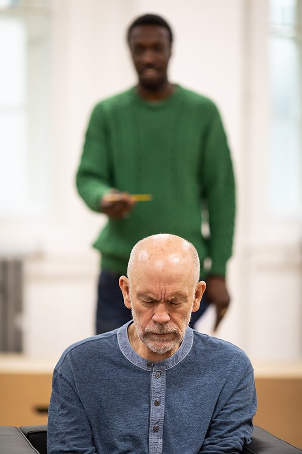 Zephyrn Taitte and John Malkovich in Bitter Wheat rehearsals (Photo: Helen Maybanks)
