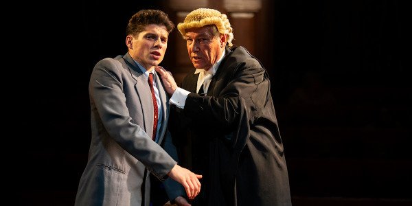 Lewis Cope and Simon Dutton in Witness For The Prosecution (Photo: Ellie Kurttz)