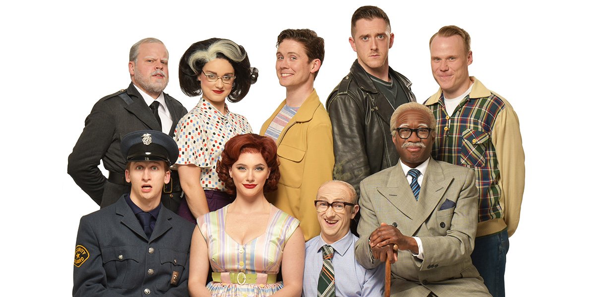 The new cast of The Comedy About A Bank Robbery (Photo: Robert Day)