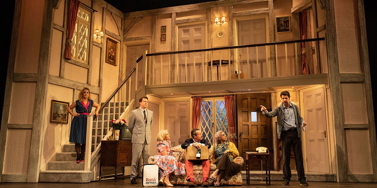 The Company of Noises Off at Lyric Hammersmith. Photo Credit Helen Maybanks
