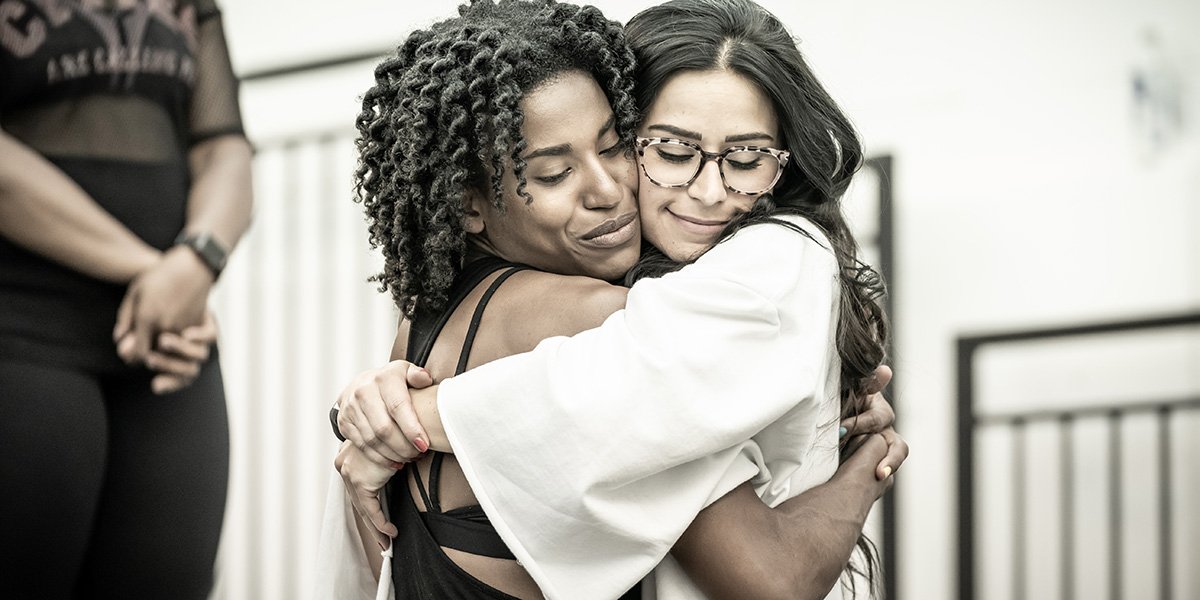 Mireia Mambo Ensemble and Samantha Pauly Eva Peron in rehearsals for Evita at Regent s Park Open Air Theatre. Photo Marc Brenner ystq7a