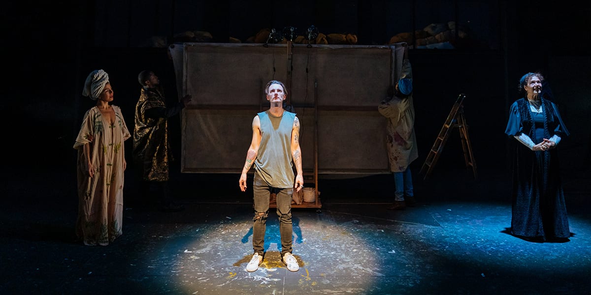 (L-R) Sirine Saba as Clarice Orsini, Dickie Beau as Sandro Botticelli & Louise Gold as Madre Maria. Photo by Manuel Harlan.