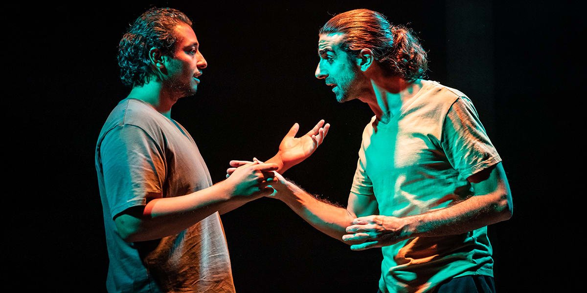 Irfan Shamji and Scott Karim in The Arrival at Bush Theatre. Photo by Marc Brenner.