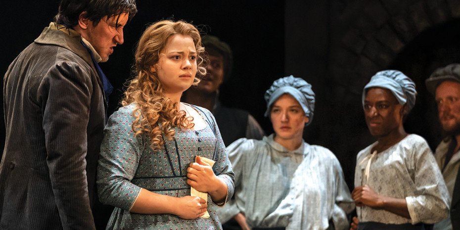 Carrie Hope Fletcher as Fantine and Company in Les Mis. Photo by Michael Le Poer Trench.