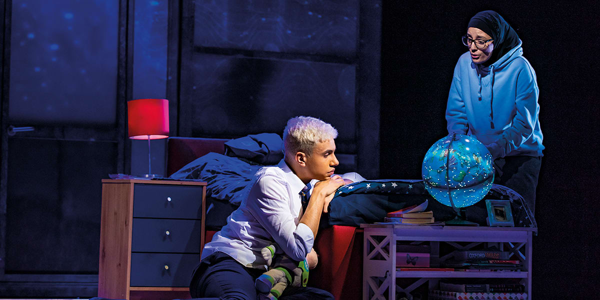 Noah Thomas (Jamie New) and Hiba Elchikhe (Pritti) in Everybody's Talking About Jamie. Photo by Matt Crockett.