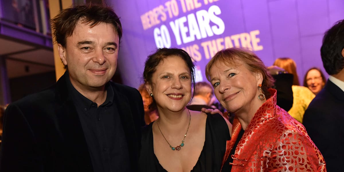 Edward Hall, Roxana Silbert and Jenny Topper at Hampstead Theatre's 60th birthday fundraising event.
