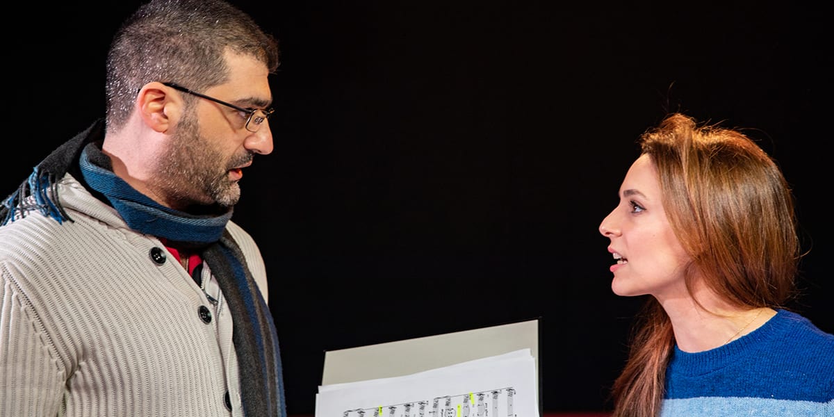 Michael Georgiou and Honey Rouhani in rehearsals for Opera Undone Tosca La boh%C3%A8me credit Beastly Studios pskqg9