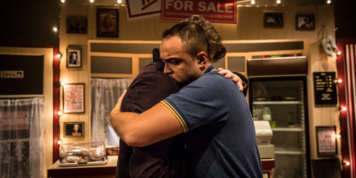 l r Josh Barrow and Elliot Liburd in Time Tide Park Theatre GailHarland 2 zjbc6j