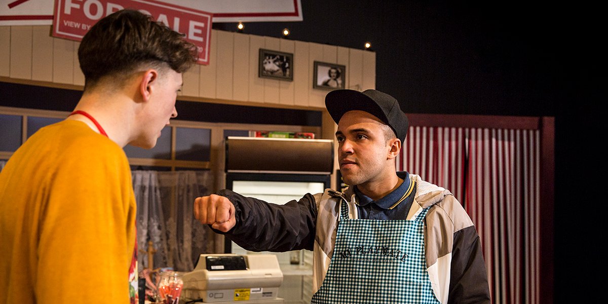 Josh Barrow and Elliot Liburd in Time And Tide at Park Theatre. Photo by Gail Harland.