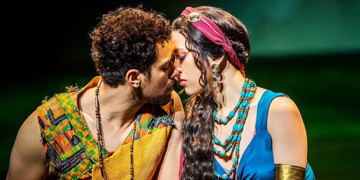 Luke Brady and Christine Allado in The Prince Of Egypt. Photo by Tristram Kenton.